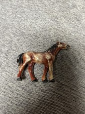 Antique Toy Cast Iron Horse Figure Brown Painted 1960s Decor Equine Model Used