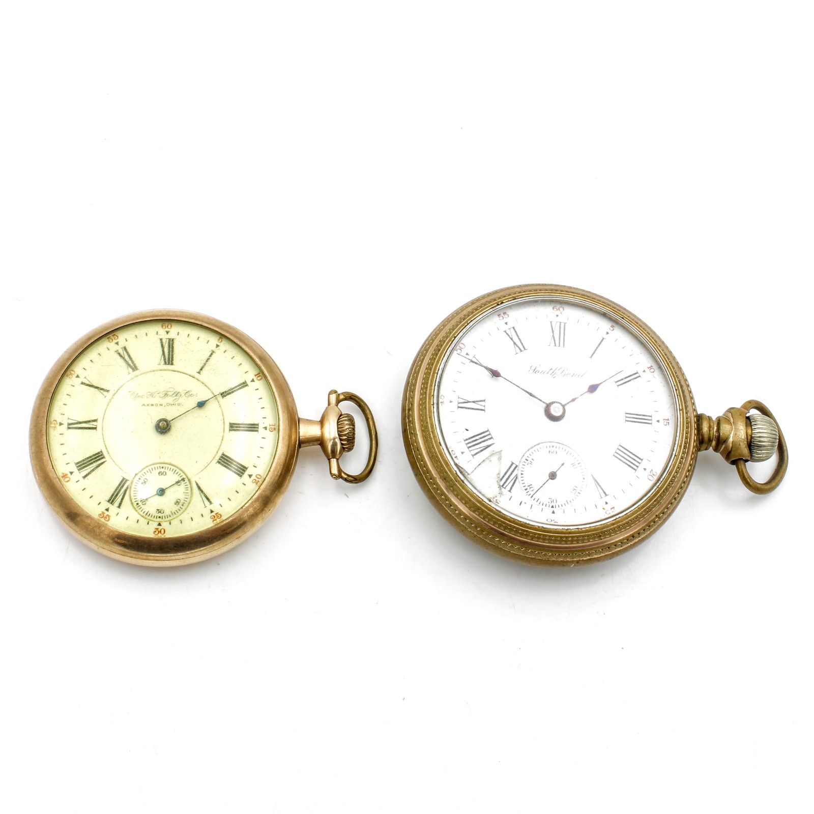 1906-1908 South Bend 15-17j GF Open Face 16-18s Pocket Watch Lot of 2 #WB5291-5
