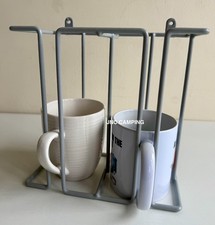 Mug Cup Beaker Bottle Holder Double Slot Grey Storage Caravan Motorhome Van Boat