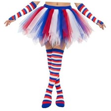 Fluffy Tulle Tutu Skirt Costume, Satin Lined Skirts with Medium Red/White/Blue
