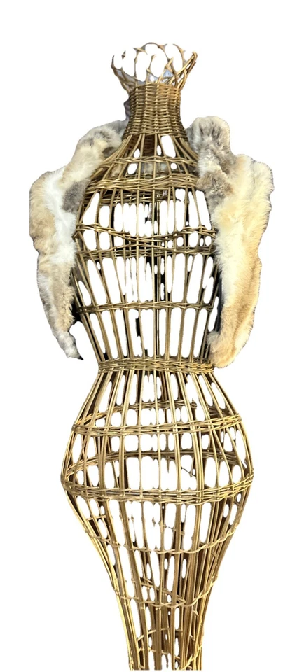 Vintage 90s streetwear rabbit fur cropped Vest Sweater Lace Back M XS Free Ship! - Image 3 of 4