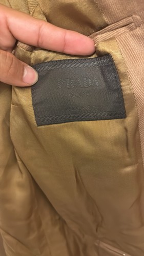 Prada Milano Suit Jacket 3-Button Made in Italy 54R Polyester Light Brown/ Taupe - Picture 8 of 10