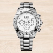 NEW Hugo Boss Men’s Chronograph Watch HB1512962 Stainless Steel Strap White Dial