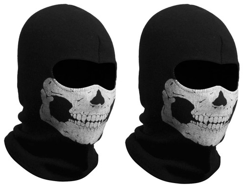 2 Pack Balaclava Black Ghosts Skull Full Face Mask for Men Women Cosplay Part...