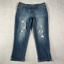 Faded Glory Distressed Mid Rise Skinny Jeans Womens 18W Dark Wash