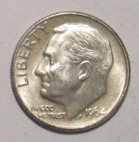 1964 D ROOSEVELT DIME, 90% Silver, uncirculated