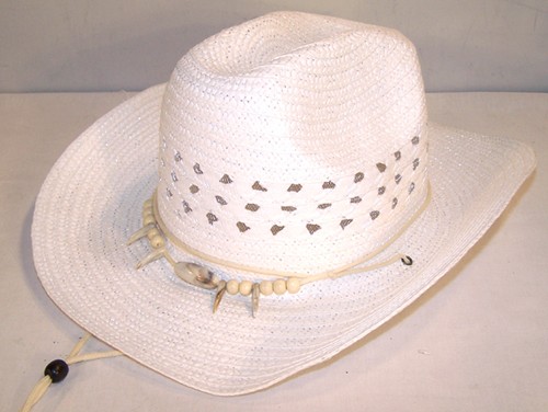 WHITE WOVEN COWBOY HAT CLAW HEAD BAND 