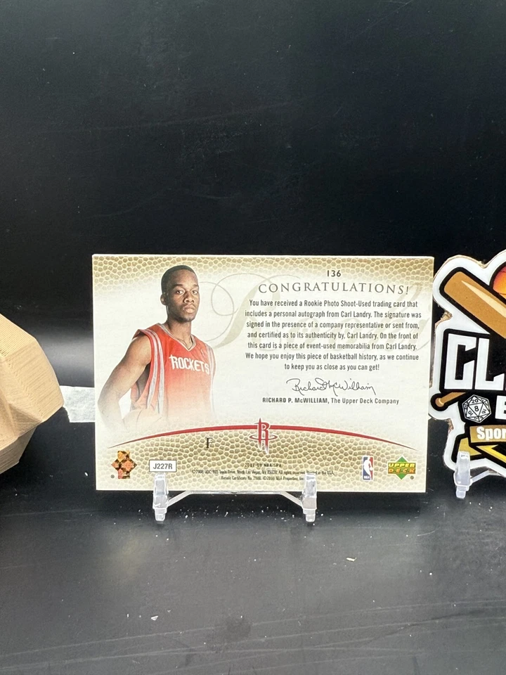 Carl Landry 2007-08 Upper Deck SPA parche automático/599 Rockets (CBR) Foto 2 de 2