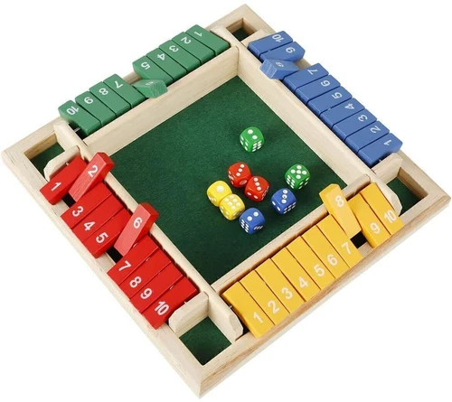4-Spieler Shut The Box Würfelspiel Klappenspiel Brettspiel für Kinder Erwachsene - Bild 8 von 11