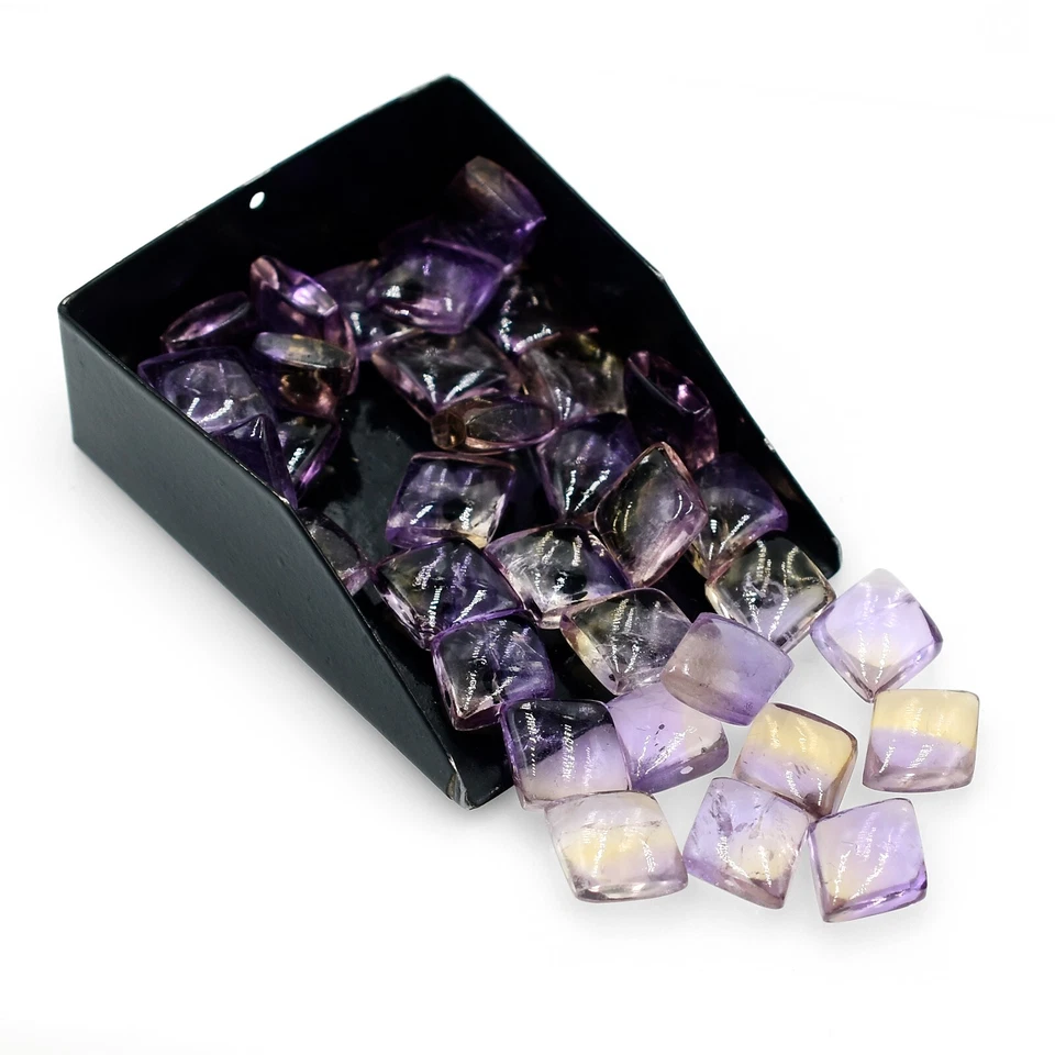 Piedras preciosas facetadas ametrino natural 10x12 mm cuadradas para hacer joyas suministros artesanales Foto 4 de 4
