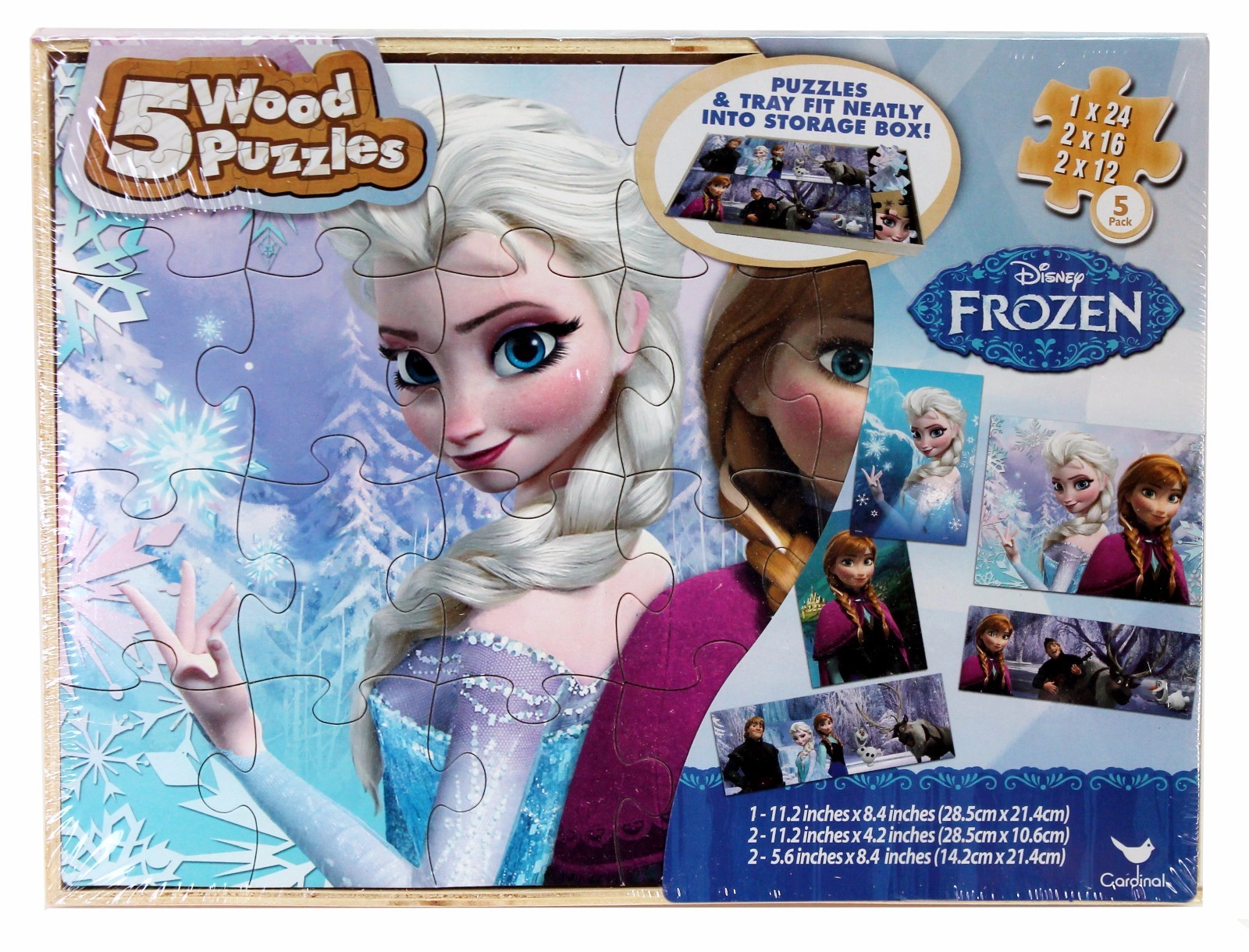 NEW Disney Frozen 5 Wood Puzzles In Wooden Storage Box SEALED | eBay