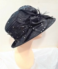 Crystal Bow Lace Kentucky Derby Wedding Hat Church Wide Brim Dressy Cocktail