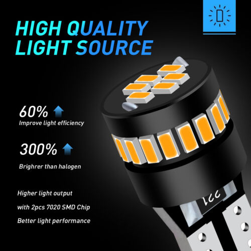 21SMD LED T10 168 Front Side Marker License Plate Tag Light Bulb Amber Yellow - Bild 3 von 6