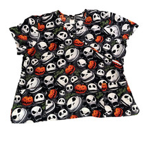 Disney Tim Burton  s The Nightmare Before Christmas Scrub Top Women  s Size 3XL