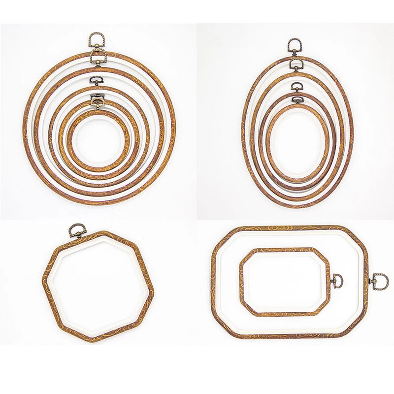 Rundes, ovales Holzmaserung-Stickrahmen, Handnähzubehör, Kreuzstich-Set