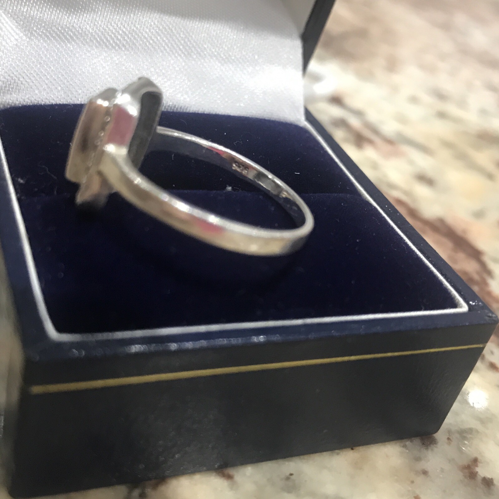 Vintage Solid Silver Ring Marcasite set into Art … - image 6