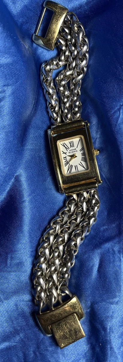 ANNE KLEIN DRESS WATCH STERLING LOOK CHAIN BAND ROMAN NUMERALS NEW