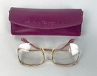VTG 70s 80s Gold Tone Dusty Rose Pink Accent Oval Large Frame Eyeglasses JAPAN