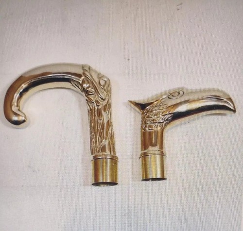 LOT OF 2 PCS BRASS WALKING STICK'S HEAD DESIGNER VICTORIAN AND EAGLE HANDLE GIFT - Picture 2 of 3
