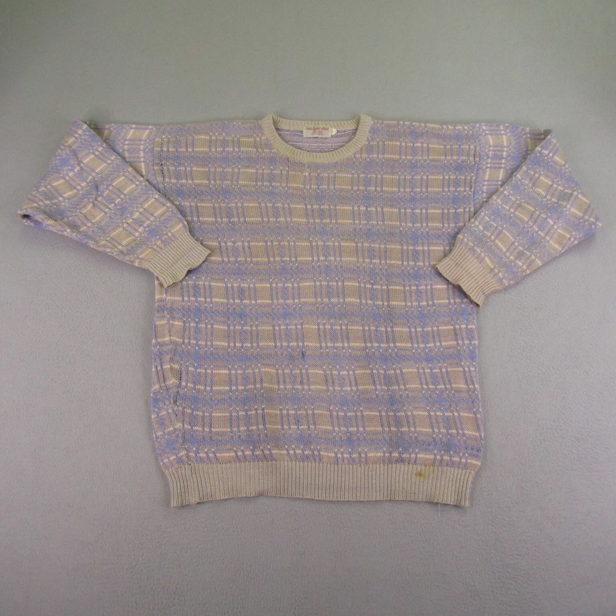 Vintage Michael Ross Sweater Mens size 44 XL Blue Gray Hand Framed Pullover