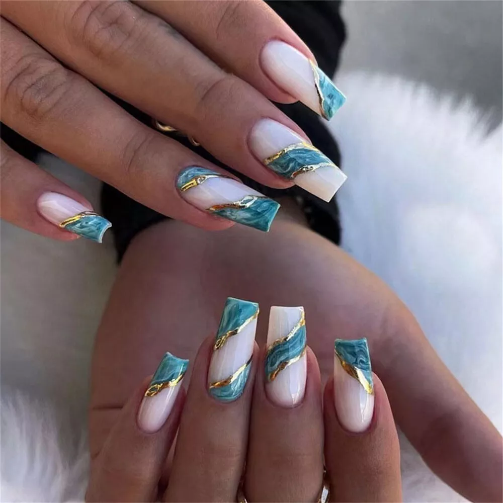 Pin by Karla Scott on NailLove | Green acrylic nails, Acrylic nails coffin  short, French tip acrylic nails