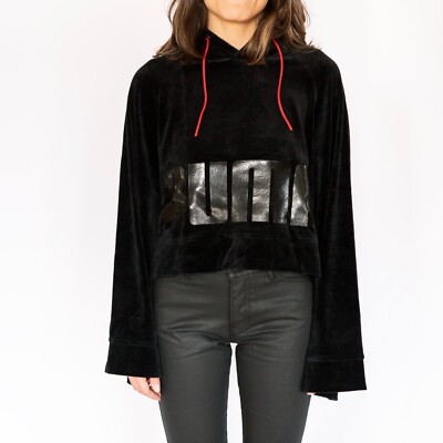 FLEECE PUMA SWEAT, women black sweater, The Kooples Brand x Puma