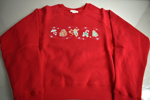 New Roller Rabbit Gingerbread Party Crewneck Sweatshirt Red Christmas ...