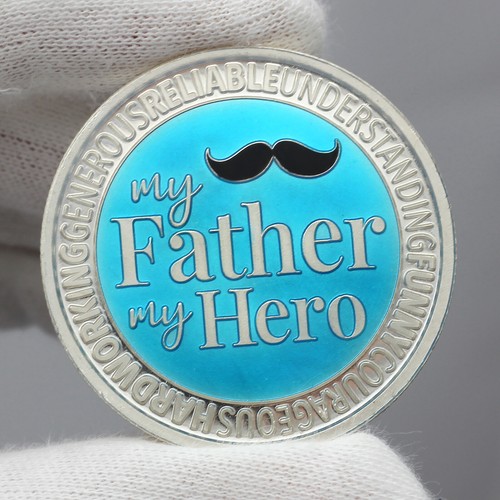 Enameled Gift for Dad Father Hero 1oz 999 Silver Round by SilverTowne in Gift Bo - Picture 4 of 8