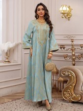 Muslim Women Long Dress Dubai Elegant Abaya Kaftan Wedding Party Gown Prom Arab