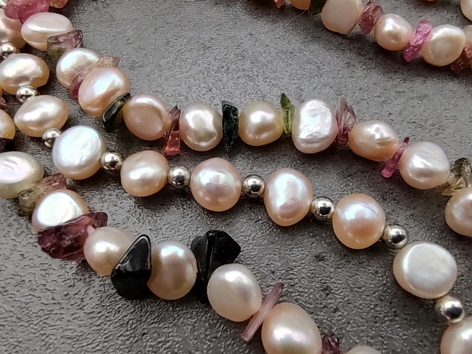 Brazalete Estate Plata Esterlina Rosa Perla y Cristal Chip Triple Hilo 8.5" QVC Foto 3 de 4