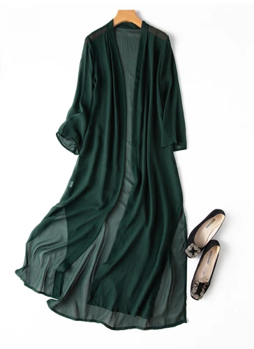  Seiden Cardigan dünn lang Oberteil Kimono Schal Mantel Sommer Strand Cover Up MM148 - Bild 1 von 40