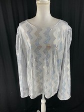 Vtg 70s Iridescent Bell Sleeve Boho Hippie Rave Disco Sequin Party Blouse Zigzag