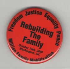 Freedom JUSTICE Equality PEACE 2000 pin CIVIL RIGHTS Mobilization March pinback