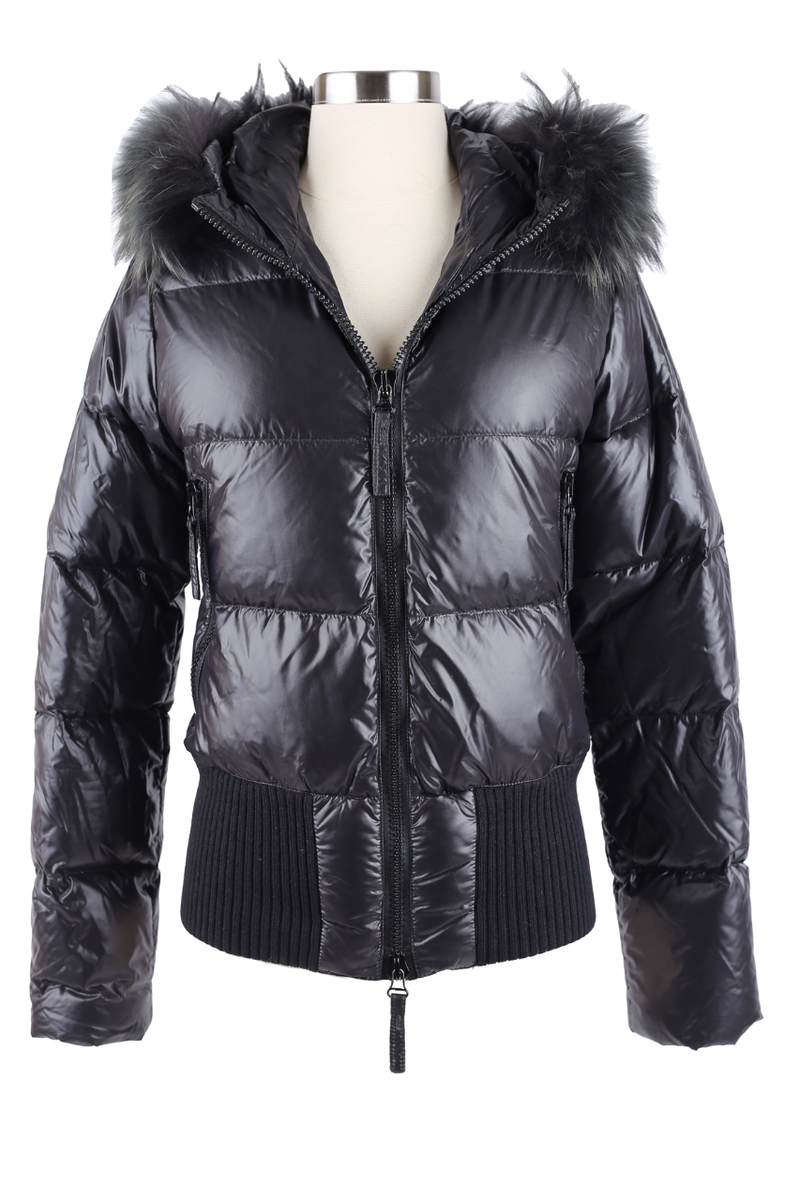 新品✨DUVETICA FIONNAGHUALADUE ダウンジャケット 44 $1,095 Duvetica Down Puffer Jacket w/ Fur Hood SZ 44 Black