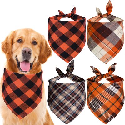 4 Pack Fall Dog Bandanas Halloween Thanksgiving Day Dog Bandanas Multi Sizes ...