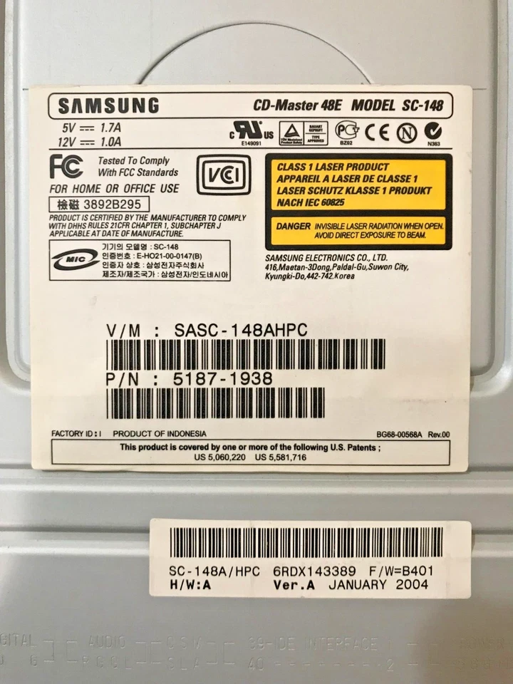 CD-ROM Samsung SC-148 P/N 51871938 - Image 3 of 3