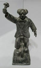 Escultura de peltre de colección payaso Michael Ricker monociclo flores arte artista circo