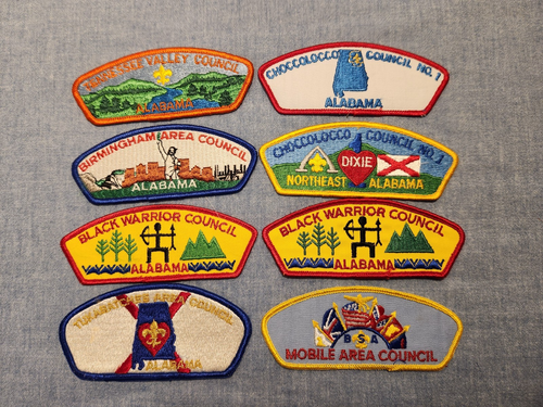 Lot B von 8 Alabama Council Streifen alle postfrisch