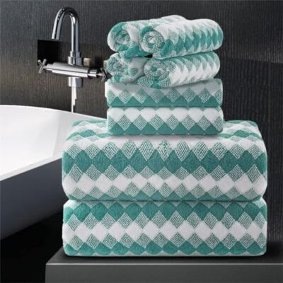 8 Piece Bathroom Towel Set Aqua |2 Oversized 8 Piece Towel Set Diamond Aqua