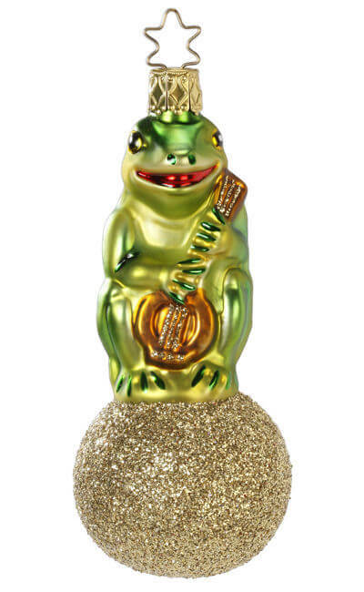 クリスマスセール‼️ヒヨコブランド　ダンガン　frog大会景品1点物⁉︎ Inge Glas Frog Ball Froggy Tunes 1-113-14 German Glass Orn NEW w