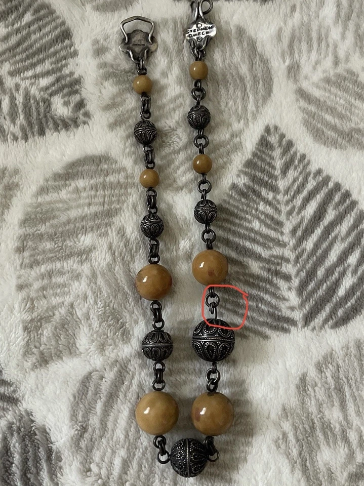 Collar de cuentas de plata esterlina Stephen Dweck vintage flores rojas *CUENTAS FALTANTES* Foto 2 de 4