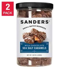 2 X Sanders Milk Chocolate Sea Salt Caramels  36 oz Each Fresh! Fast Ship !