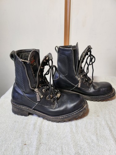 Milwaukee schwarze Lederstiefel rutschfest Motorradfahren 10,5 Damen sg - Bild 2 von 8