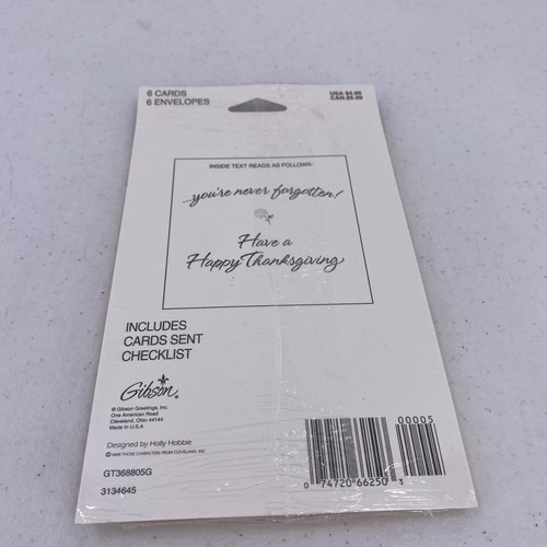 6 Holly Hobbie Thanksgiving Day Cards Sealed Package Gibson - Picture 6 of 8