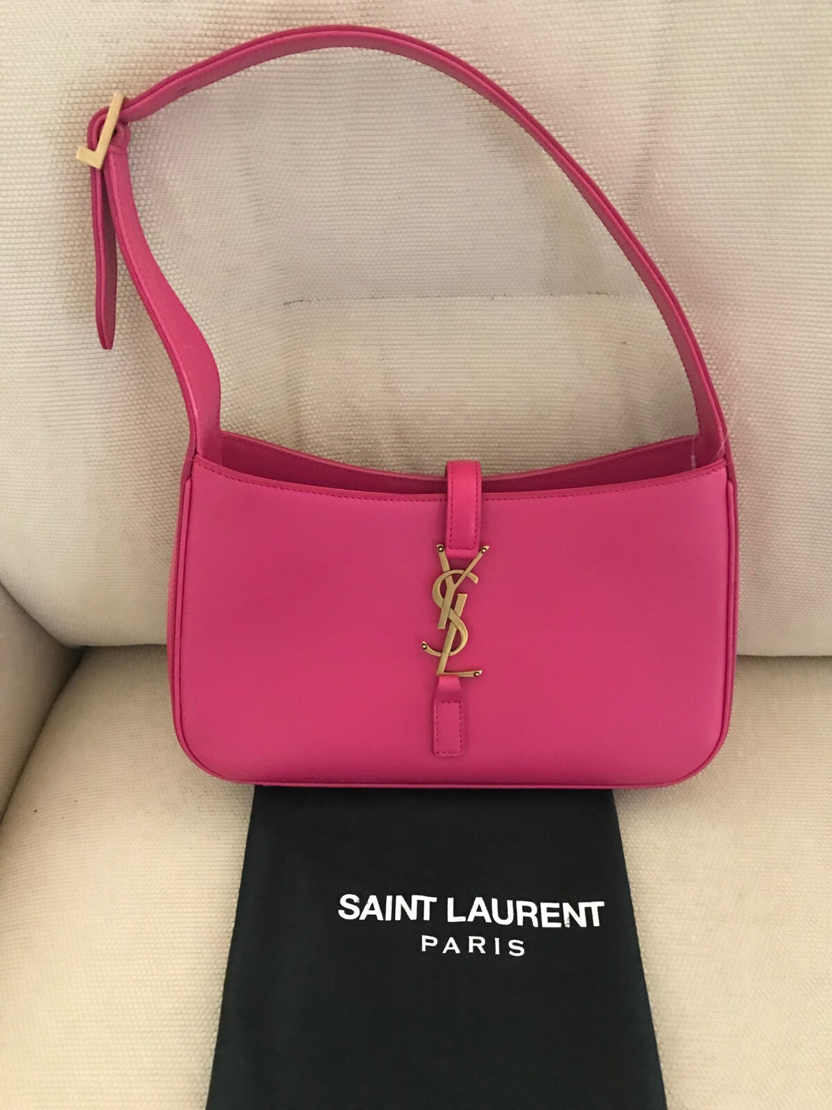 Borsa a tracolla 2 6k nuova Saint Laurent Le 5 a7 hobo pelle rosa piccola monogramma YSL