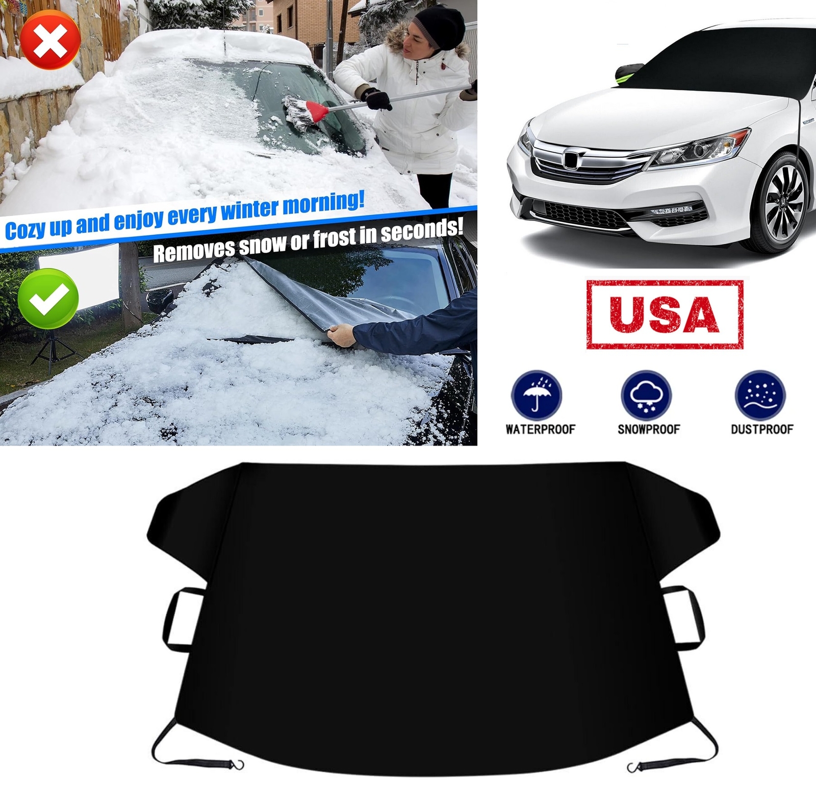 Car Windshield Snow Cover Frost Guard Waterproof Universal Fit SUV Auto Car USA
