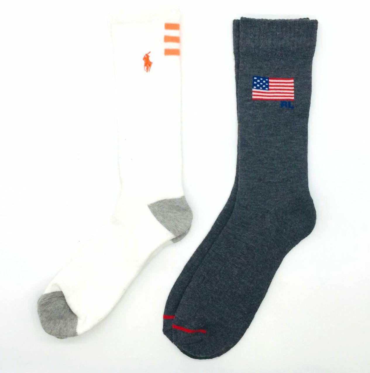 $27 Polo Ralph Lauren Uomo Confezione 2 Paia Grigio Pony Crew Calzini Eleganti Scarpa 6 12