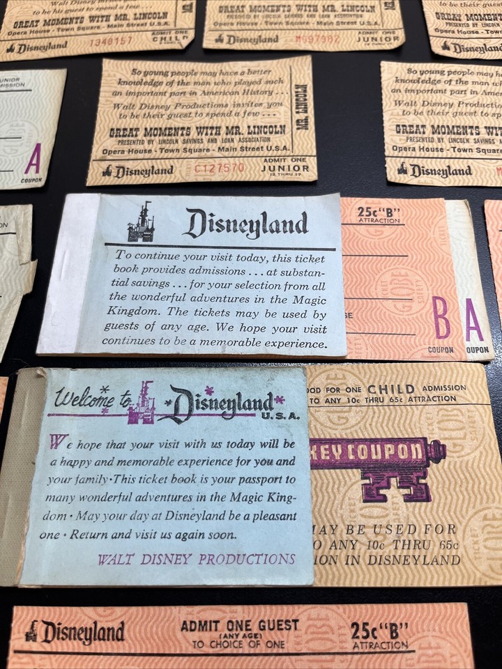 1971 vtg Disneyland ticket coupon books Tickets Lot original Disney