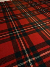 Vintage Plaid Wool Throw 56x63 Ireland Fringe