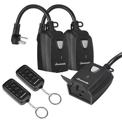 DEWENWILS Wireless Remote Control Outlet w/ 2 Remotes + 3-Prong Remote Plug